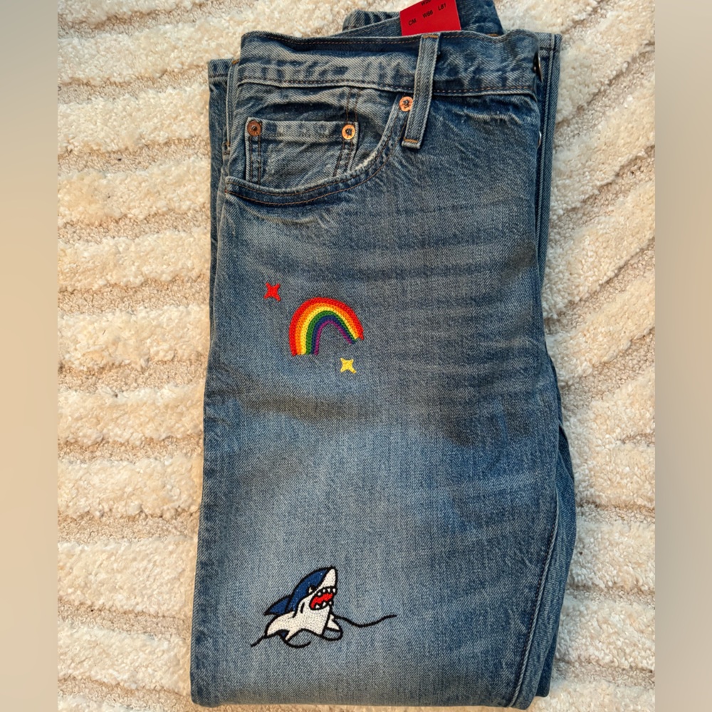 Rare California Dreamin’ Levi's 501 Straight Leg Jeans with Embroidery Kapital